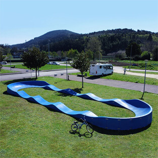 The Plastic modular pump track layout Velocity Loop 2 is a classic Core Track that delivers a ton of fun in a traditional track shape.