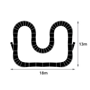 The Plastic modular pump track layout Viper‘s Many turns require skill and endurance.