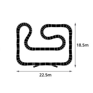 The Plastic modular pump track layout Prime time is the most popular large-scale combination track.