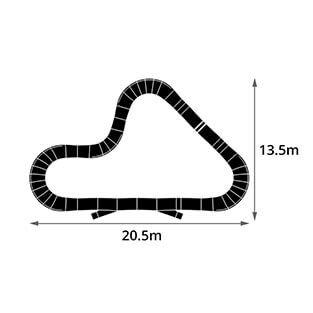 The Plastic modular pump track layout Cosmo is one of the most popular modular pump track layouts.