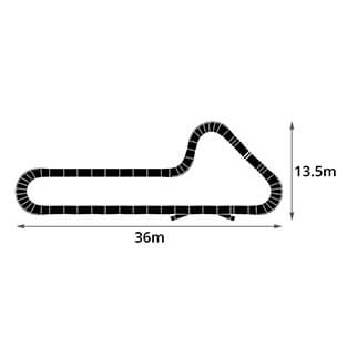 The Plastic modular pump track layout Cyclone is an extended version of Cosmo.