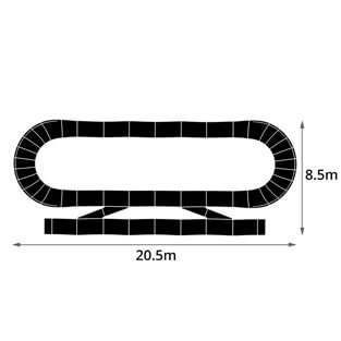 The Plastic modular pump track layout Rampage is a classic combination track that is suitable for both beginners and advanced players.