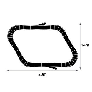 The Plastic modular pump track layout Stellar is a track with a large interior space that is suitable for children.